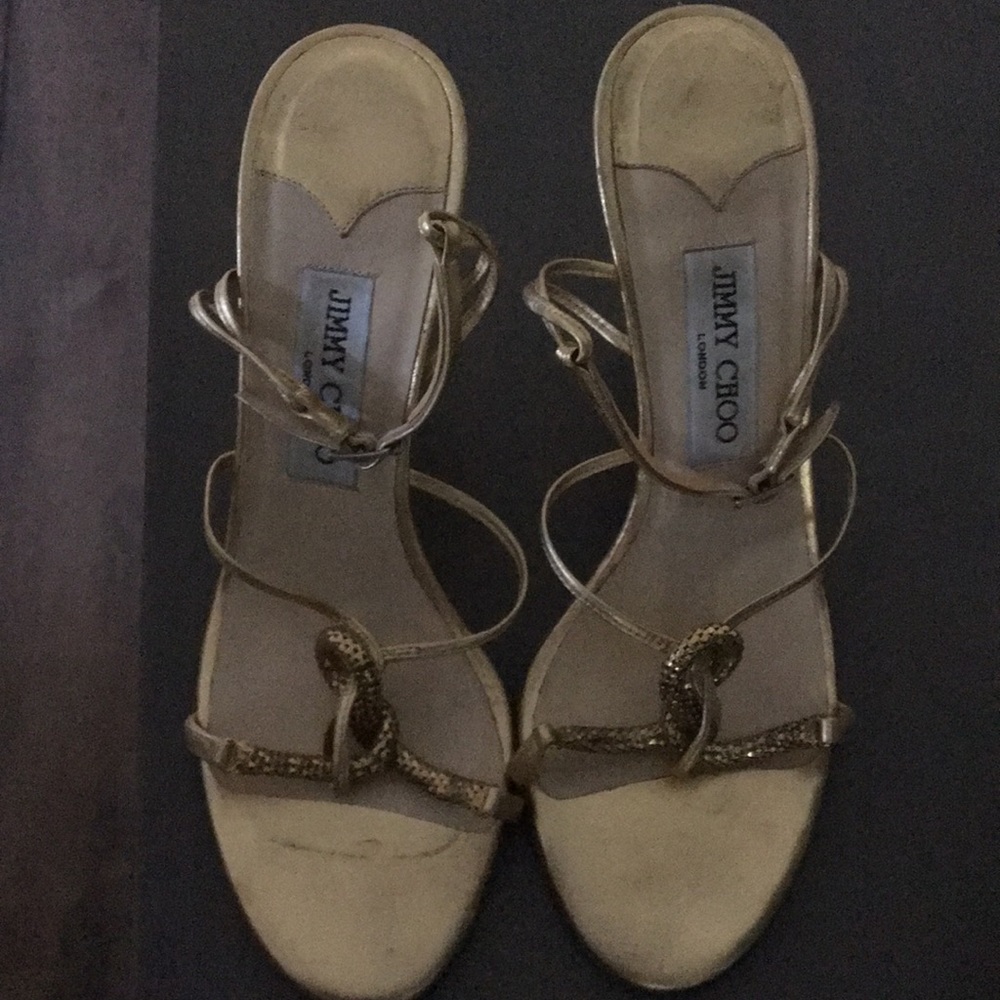 Gold evening shoes